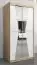 Schuifdeurkast / kledingkast Naranco 01 met spiegel, kleur: Sonoma eiken / mat wit - afmetingen: 200 x 100 x 62 cm ( H x B x D)