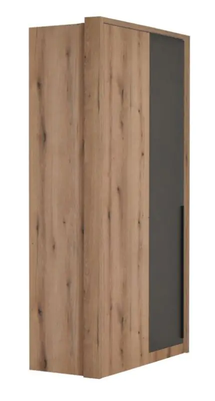 Draaideurkast / hoekkledingkast Cerdanyola 04, kleur: eiken / grijs - afmetingen: 216 x 106 x 56 cm (H x B x D)