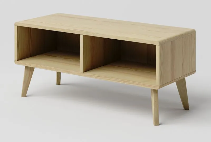 TV-onderkast massief grenen natuur / transparant Aurornis 51 - Afmetingen: 44 x 96 x 40 cm (H x B x D)