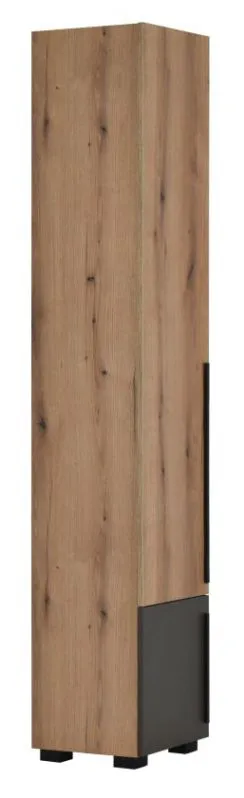 draaideurkast/ kledingkast Burgos 02, kleur: eiken/grijs - 215 x 40 x 38 cm (H x B x D)