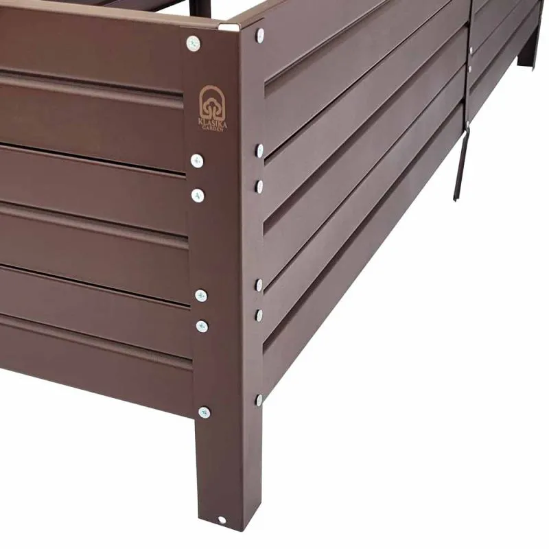 Weerbestendig verhoogd kweekbed 01, kleur: bruin gegalvaniseerd, afmetingen: 150 x 75 cm (L x B), comfortabele werkhoogte, hoge duurzaamheid, snelle en eenvoudige montage