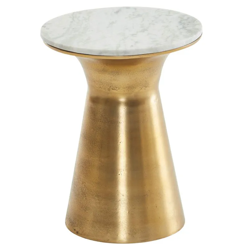 Ronde marmeren woonkamertafel, kleur: marmer look / goud - Afmetingen: 35 x 35 x 45 cm (B x D x H)