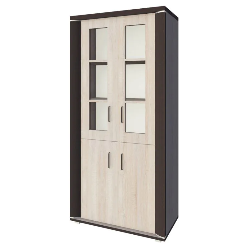 Vitrinekast Aitape 35, kleur: donker Sonoma eiken / licht Sonoma eiken - afmetingen: 188 x 92 x 40 cm (H x B x D)