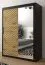 Kledingkast met elegant design Mulhacen 89, kleur: mat zwart / Eiken Artisan - afmetingen: 200 x 150 x 62 cm (H x B x D), met vijf vakken