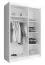 Eenvoudige kledingkast met één deur met spiegel Warbreck 11, kleur: wit - afmetingen: 200 x 150 x 62 cm (H x B x D), met vijf vakken