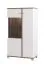 Complete woonkamer set – Set A Kanjiza, 6-delig, kleur: eiken Flagstaff / wit / hoogglans wit, twee vitrine kasten, een tv-kast, een wandplank / wandrek, een ladekast / commode en een salontafel