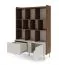 Wohnzimmer Set D | 3-teilig | Farbe: Kaschmir / Alba-Walnuss | Push-to-open Funktion | Beine aus Metall | 1 Regal | 1 langes Sideboard | 1 kurzes Sideboard