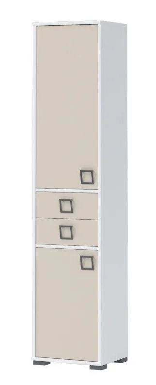 Schrank 25, Farbe: Weiß / Creme - Abmessungen: 198 x 44 x 37 cm (H x B x T)