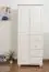 Kleiderschrank Kiefer Vollholz massiv weiß lackiert 009 - Abmessung 190 x 90 x 60 cm (H x B x T)