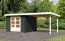 Berging / tuinhuis SET ACTION met lessenaarsdak incl. aanbouw dak, kleur: antraciet, oppervlakte: 7.84 m²