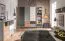 Tienerkamer - Draaideurkast / Kledingkast Syrina 05, kleur: wit / grijs / eiken - Afmetingen: 202 x 153 x 55 cm (H x B x D)