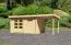 Berging / tuinhuis SET met aanbouw dak & dubbele deuren, kleur: onbehandeld, grondoppervlakte: 10,36 m²