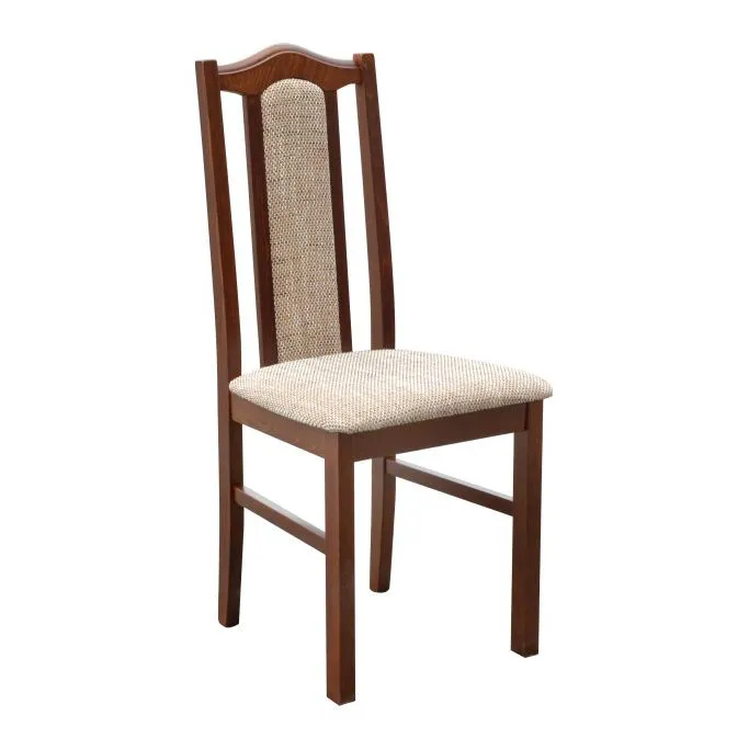 Twer gestoffeerde eetkamerstoel met T-25 schuim zitkussen, PES stoffering, beukenhout in walnoot, klassieke look, zithoogte van 47 cm
