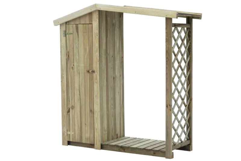 Schuilplaats voor brandhout met kast - Afmetingen: 160 x 56 x 180 cm (L x B x H) 