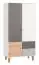 Jeugdkamer / tienerkamer - draaideurkast / kleerkast Syrina 04, kleur: wit / grijs / eik - afmetingen: 202 x 104 x 55 cm (h x b x d)