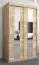 Schuifdeurkast / kleerkast Polos 02 met spiegel, kleur: Sonoma eiken - afmetingen: 200 x 120 x 62 cm (H x B x D)