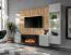 Woonwand / incl. LED verlichting / Kleur: Perla Grijs / Artisan eiken / Bio-ethanol openhaard / Maten: 200 x 40 x 158 cm / 1 TV-onderkast / 1 vitrine kast