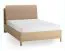Tweepersoonsbed / kleur: eiken / taupe / 140 x 200 cm / gestoffeerde hoofdsteun / inclusief opklapbare lattenbodem / vier open schappen / bergruimte achter rugleunung
