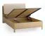 Tweepersoonsbed / kleur: eiken / beige / 140 x 200 cm / gestoffeerde hoofdsteun / inclusief opklapbare lattenbodem / vier open schappen / bergruimte achter rugleunung