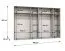 Drehtürenschrank / Kleiderschrank mit sechs Türen Korab 50, Farbe: Schwarz, 3 Meter breit, Griffe: Schwarz, vier Kleiderstangen, Soft-Close-Funktion