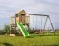 Speeltoren S4A incl. golfglijbaan, dubbele schommel aanbouw, balkon, zandbak, klimwand en houten ladder - Afmetingen: 450 x 330 cm (B x D)
