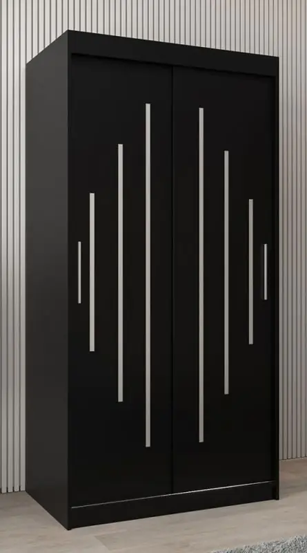 Schuifdeurkast / kleerkast Pilatus 01, kleur: zwart - Afmetingen: 200 x 100 x 62 cm (H x B x D)