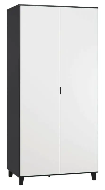 Draaideurkast / kledingkast Vacas 39, kleur: zwart / wit - Afmetingen: 195 x 93 x 57 cm (H x B x D)
