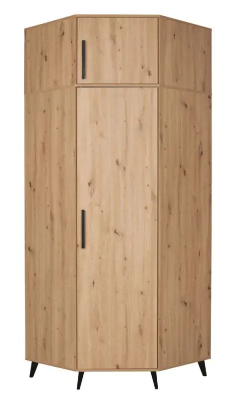 Hoekkast & kastopbouw / uitbreiding met veel opbergruimte Gondomar 06, kleur: eiken Artisan - afmetingen: 240 x 92 x 92 cm (H x B x D), met 2 kledingstangen en 11 vakken