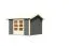 Saunahuis "Mailisa" incl. 2 banken, ovenbeschermer, hoofdsteun, kleur: terra grijs - 304 x 304 cm (B x D), vloeroppervlak: 8,65 m².