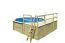 Zwembad model 2 D van hout, kleur: (natuur) keteldruk geïmpregneerd, Ø 509 cm, incl. ladders & terras 3-delig