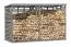 Grote overkapping voor brandhout 07 met achterwand, kleur: grijs - gemaakt van grenen, FSC® - afmetingen: 363 x 116 x 212 cm (L x B x H)