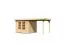 Berging / tuinhuis SET ACTION met dubbele deuren & aanbouw dak, Kleur: natuur, oppervlakte: 5.76 m²