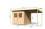 Berging / tuinhuis SET ACTION 12 onbehandeld met aanbouw dak, grondoppervlakte: 4,45m²