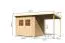 Berging / tuinhuis SET ACTION 12 onbehandeld met aanbouw dak, grondoppervlakte: 5,07m²