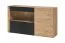Vitrinekast / push-to-open functie / 3 deuren / kleur: Ribbeck eik / mat zwart / 5 vakken / afmetingen: 160 x 40 x 93 cm / voor in huis
