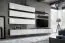 Uitzonderlijk wandmeubel Hompland 99, kleur: wit / zwart - Afmetingen: 180 x 320 x 40 cm (H x B x D), met twee wandplanken