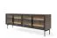 TV-onderkast Chaabane 04 | Kleur: eiken Dunin / zwart | vier glazen deuren | incl. LED verlichting | ABS | Maten: 61,6 x 181 x 39 cm | Handgrepen en poten: metaal