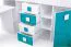 Functioneel bed / kinderbed / hoogslaper combinatie met opbergruimte en bureau Jura 70, kleur: wit / turquoise - afmetingen: 123 x 248,5 x 93 cm (H x B x D)
