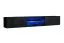 Dunkle Wohnwand Valand 22, Farbe: Schwarz - Abmessungen: 175 x 270 x 40 cm (H x B x T), mit blauer LED-Beleuchtung
