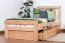 Eenpersoonsbed / logeerbed "Easy Premium Line" K8 incl. 2 laden en 1 afdekplaat, 90 x 200 cm massief beukenhout naturel