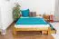 Eenpersoonsbed / logeerbed massief grenenhout kleur eiken A8, incl. lattenbodem - afmetingen: 140 x 200 cm