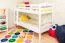 Stapelbed "Easy Premium Line" K19/n, hoofdbord en voeteneind met gaten, massief beuken wit - 90 x 200 cm (b x l), deelbaar