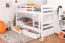 Stapelbed voor volwassenen "Easy Premium Line" K18/n incl. 2 laden en 2 afdekpanelen, hoofdbord met gaten, massief beuken wit - 90 x 200 cm, (b x l) deelbaar