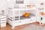 Stapelbed voor volwassenen "Easy Premium Line" K21/n incl. 2 laden en 2 afdekpanelen, afgerond hoofdbord en voeteneind, massief beuken wit - 90 x 200 cm (b x l), deelbaar