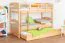 Stapelbed voor volwassenen "Easy Premium Line" K19/h incl. onderschuifbed /extra ligplaats en 2 afdekplaten, hoofd- en voeteneinde met gaten, massief beukenhout transparant gelakt - ligvlak: 90 x 200 cm (b x l), deelbaar