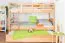Stapelbed voor volwassenen "Easy Premium Line" K19/h incl. onderschuifbed /extra ligplaats en 2 afdekplaten, hoofd- en voeteneinde met gaten, massief beukenhout transparant gelakt - ligvlak: 90 x 200 cm (b x l), deelbaar