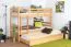 Stapelbed voor volwassenen "Easy Premium Line" K20/h incl. onderschuifbed /extra ligplaats en 2 afdekplaten, hoofd- en voeteneinde recht, massief beukenhout natuur / transparant gelakt - ligvlak: 90 x 200 cm (b x l), deelbaar
