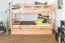 Stapelbed voor volwassenen "Easy Premium Line" K20/h incl. onderschuifbed /extra ligplaats en 2 afdekplaten, hoofd- en voeteneinde recht, massief beukenhout natuur / transparant gelakt - ligvlak: 90 x 200 cm (b x l), deelbaar