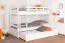 Stapelbed voor volwassenen "Easy Premium Line" K18/h incl. onderschuifbed /extra ligplaats en 2 afdekplaten, hoofdbord met gaten, massief wit beuken - ligvlak: 90 x 200 cm, deelbaar