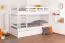 Stapelbed voor volwassenen "Easy Premium Line" K18/h incl. onderschuifbed /extra ligplaats en 2 afdekplaten, hoofdbord met gaten, massief wit beuken - ligvlak: 90 x 200 cm, deelbaar